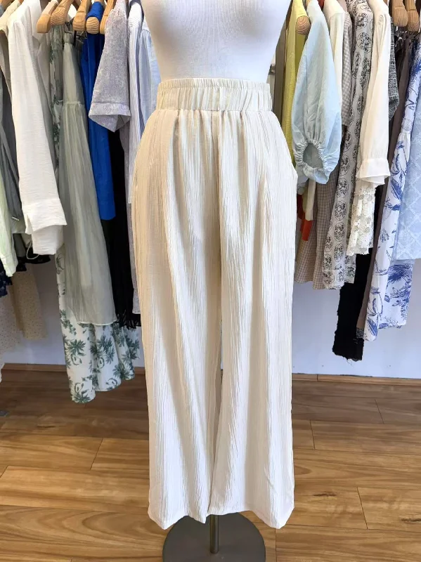 Breezy Lightweight Relaxed Cream Pants Soft Stretch Pants