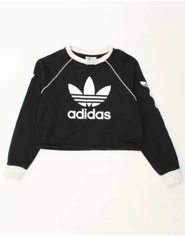 ADIDAS Womens Oversized Crop Graphic Sweatshirt Jumper UK 8 Small Black Hooded Sweatshirt Casual Wear Street Style ADIDAS Womens Oversized Crop Graphic Sweatshirt Jumper UK 8 Small Black Hooded Sweatshirt Casual Wear Street Style