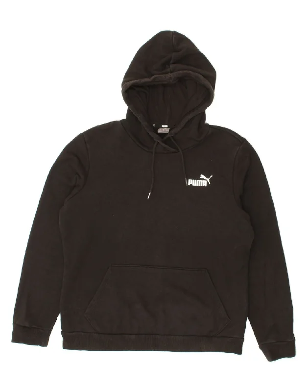 PUMA Womens Hoodie Jumper UK 14 Medium Black Cotton Hoodie with Pocket Utility Practical PUMA Womens Hoodie Jumper UK 14 Medium Black Cotton Hoodie with Pocket Utility Practical