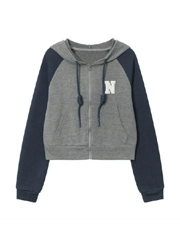 Color Block Splice Letter Embroidery Embellished Oversized Hoodie Hoodie with Oversized Fit Loose Comfortable