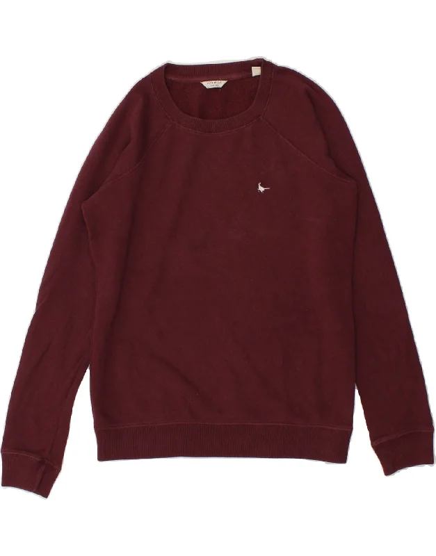 JACK WILLS Womens Sweatshirt Jumper UK 10 Small Burgundy Hoodie with Illustration Artistic Creative