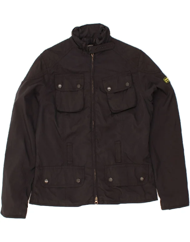 BARBOUR Womens Utility Jacket UK 12 Medium Black Polyester Satin Jacket Silk Jacket Chiffon Jacket