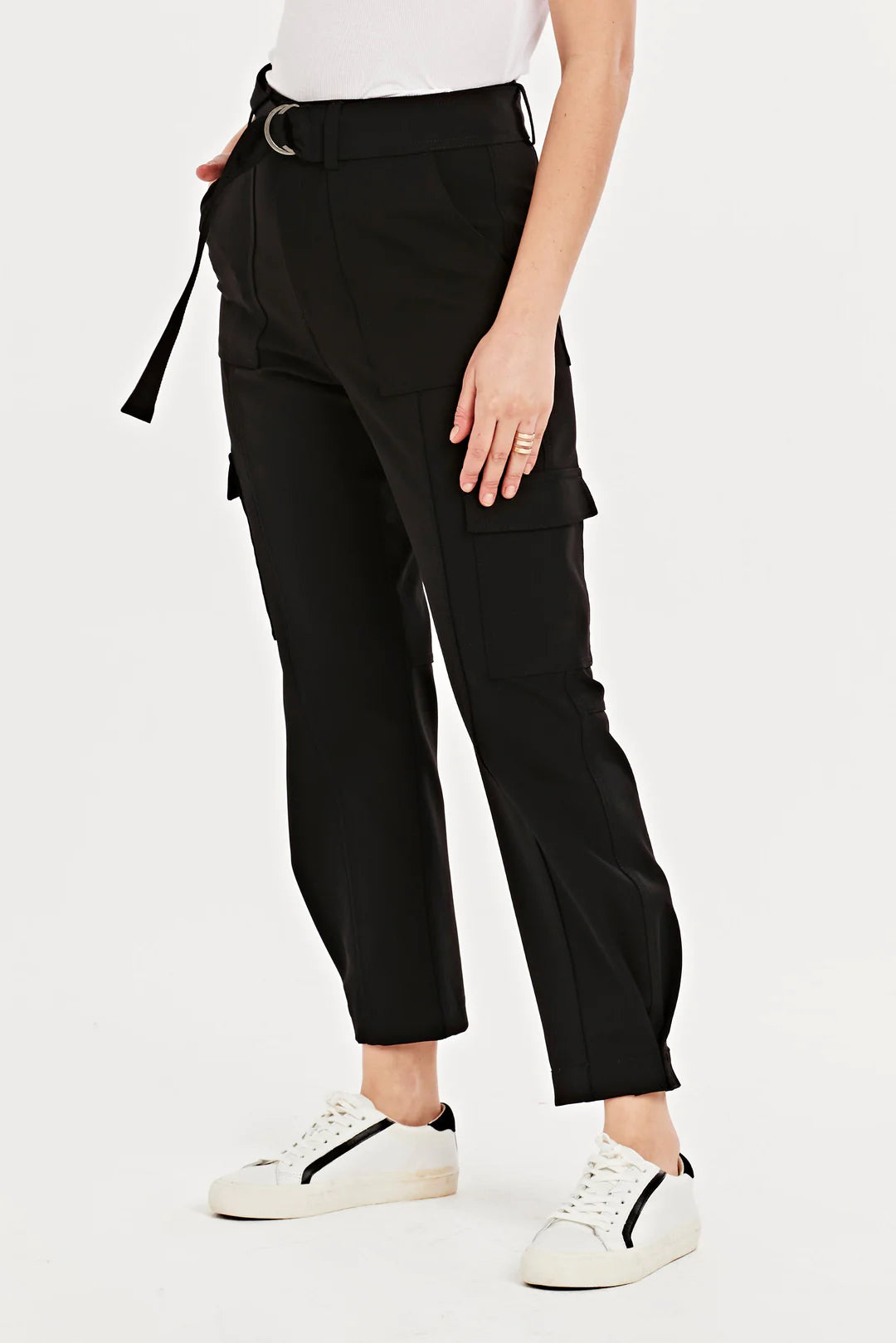 Penelope Black Cargo Pants High-Waist Jogger Pants