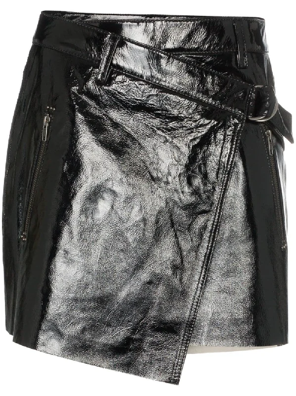 wrapover patent leather mini skirt mini skirt trendy