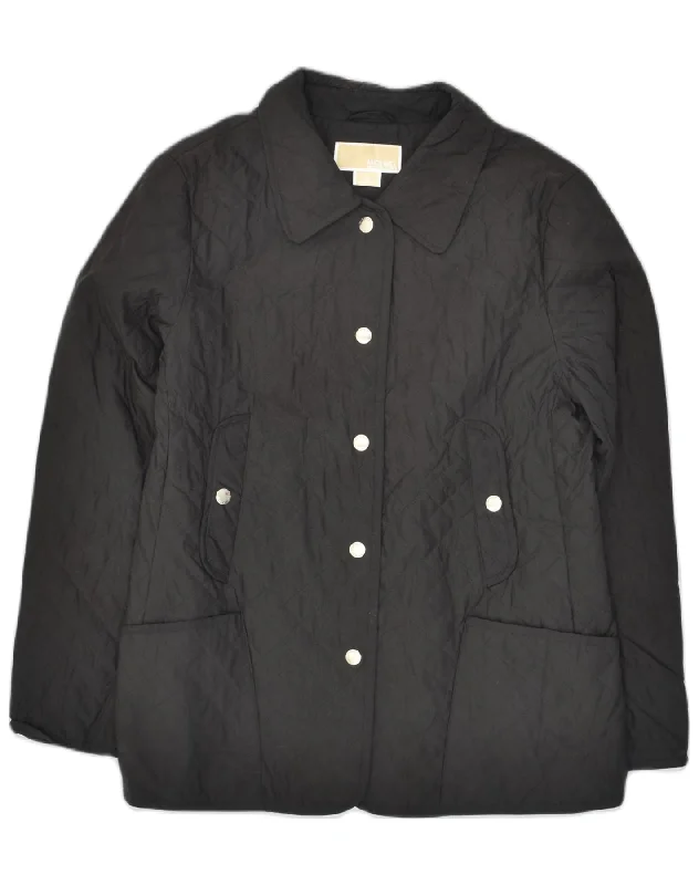 MICHAEL KORS Womens Quilted Jacket UK 16 Large Black Cotton Cotton Jacket Linen Jacket Terry Jacket