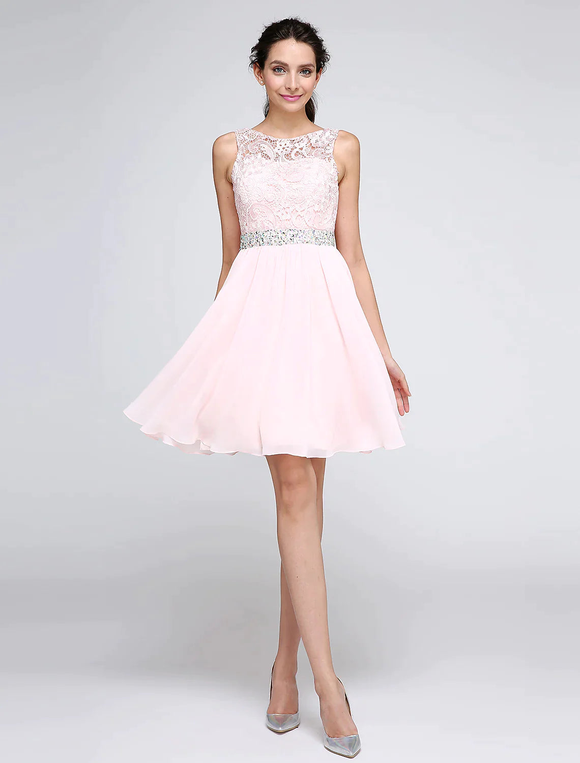 A-Line Dresses Party Dress Homecoming Short Mini Sleeveless Chiffon V Back with Crystals Tunics Hiking breathable