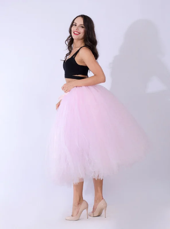 Light Pink Tulle Tutu Middle Skirt velvet skirt plush