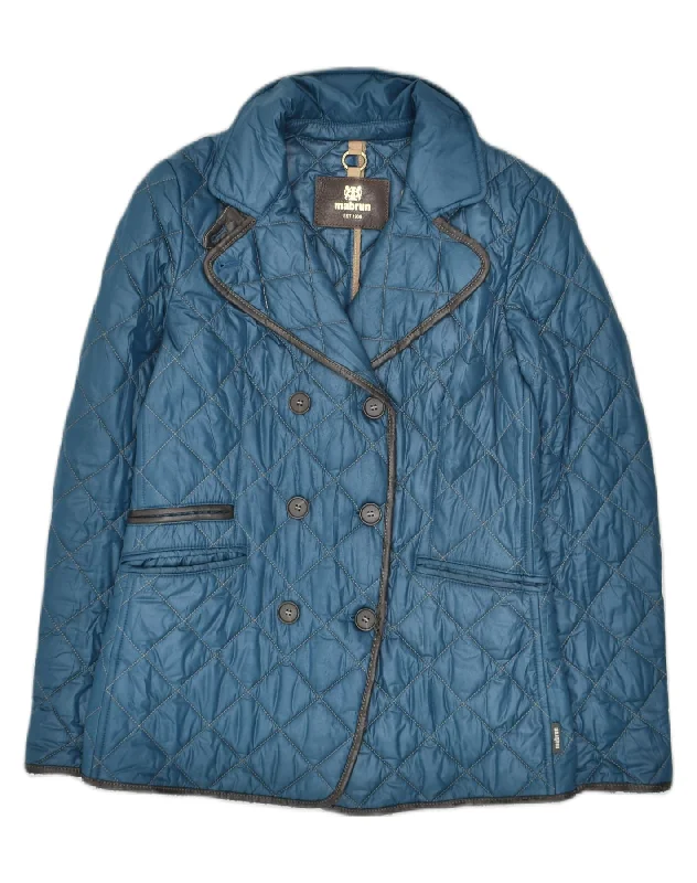MABRUN Womens Double Breasted Quilted Jacket IT 42 Medium Blue Polyester Jacket Blazer Coat MABRUN Womens Double Breasted Quilted Jacket IT 42 Medium Blue Polyester Jacket Blazer Coat