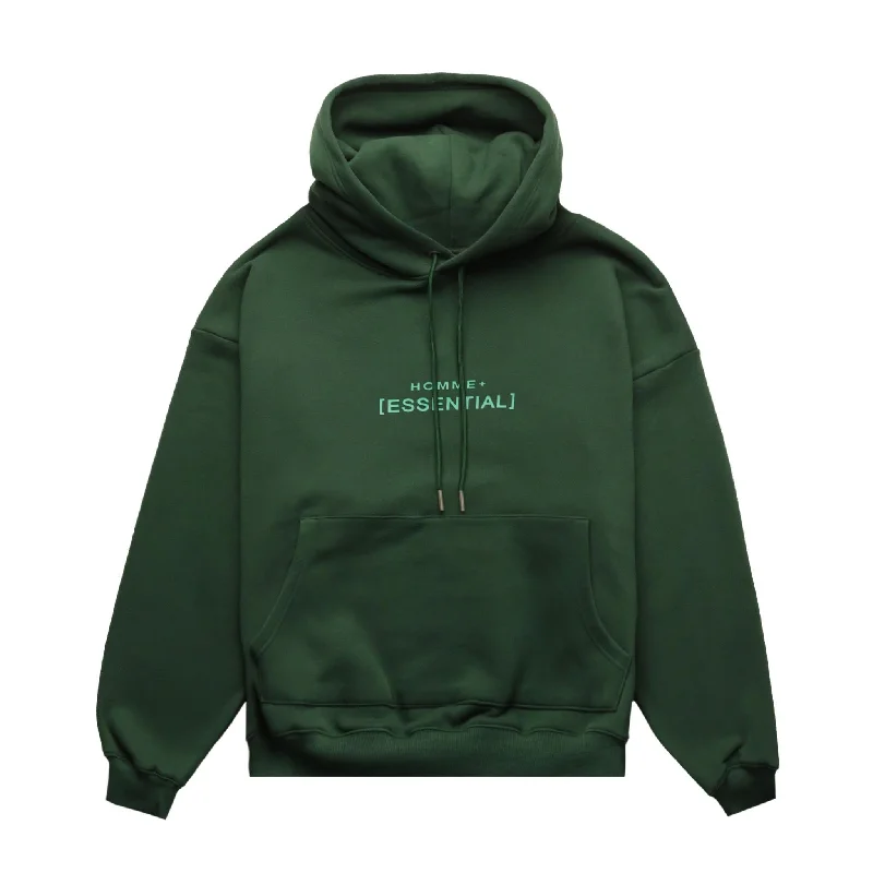 HOMME+ Essential Hoodie Hunter Green Hoodie with Raglan Sleeves Sporty Comfortable
