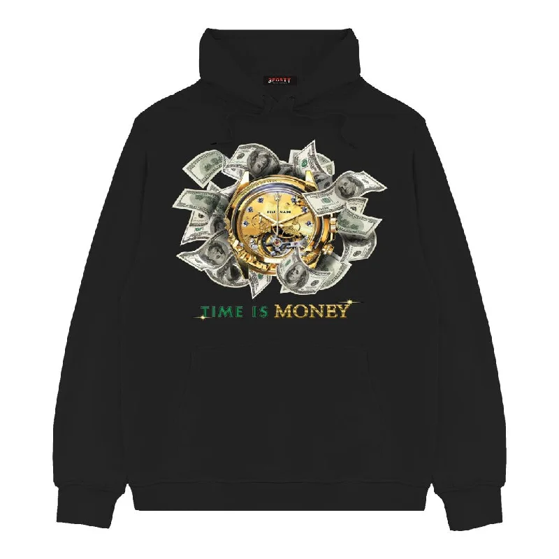 Time Is Money Hoodie Hoodie with Ribbed Hem Stretchable Secure