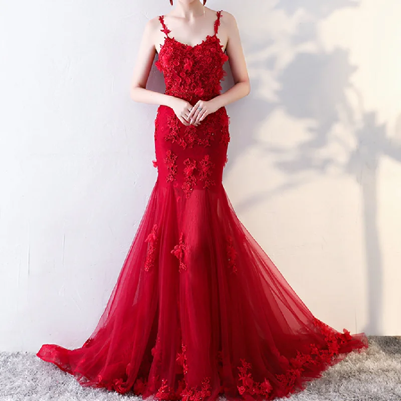 Long Prom Dresses, Tulle Prom Dresses, Spaghetti Straps Prom Dresses, Applique Evening Dresses, Lace Prom Dresses , Backless Prom Dress, Beading Party Dress, LB0409 Cowl Neckline Elegant