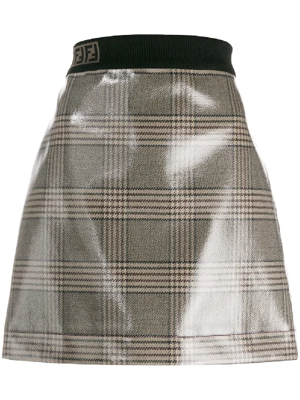 vernished checked skirt denim skirt trendy