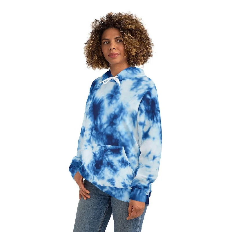 Bynelo Moon Blue Tie Dye Unisex Fashion Hoodie Hoodie with Fur Luxurious Winter