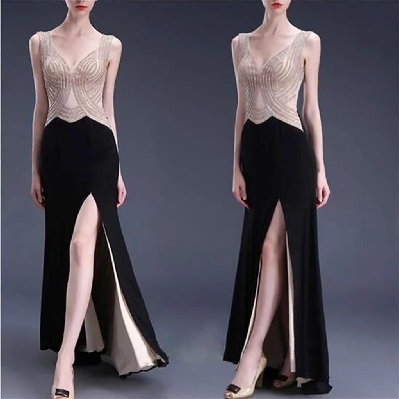 Side Slit Prom Dresses,Beading Prom Dresses,Sexy Prom Dresses,Formal Prom Dresses,Party Dresses,Long Prom Dresses ,Prom Dresses Online,PD0086 Tunics Formal black