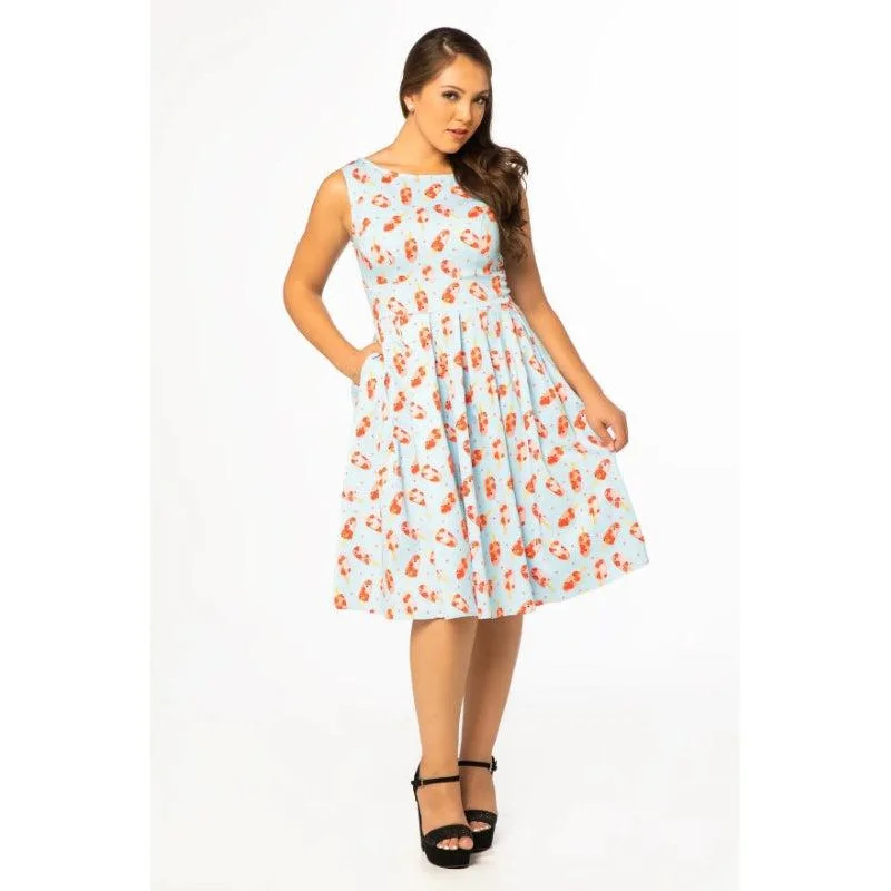 Miss Lulo Lily Swing Dress in Ice Cream Print sweetheart Neckline Romantic