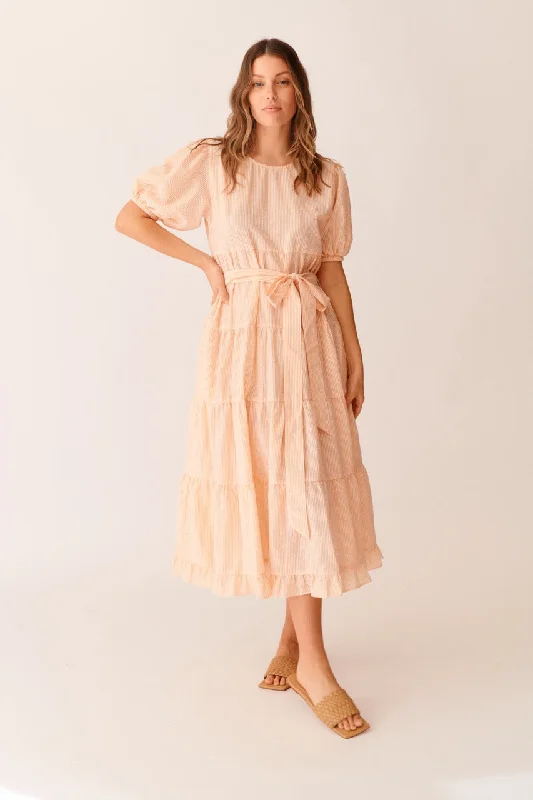 Daisy Dress in Orange Seersucker