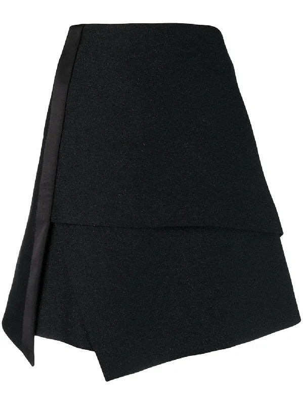 lamé asymmetric mini skirt low waist skirt