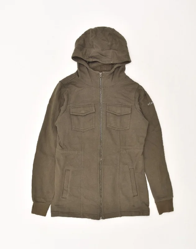 COLUMBIA Womens Hooded Utility Jacket UK 10 Small Khaki Cotton Zip Front Button Front Snap Front