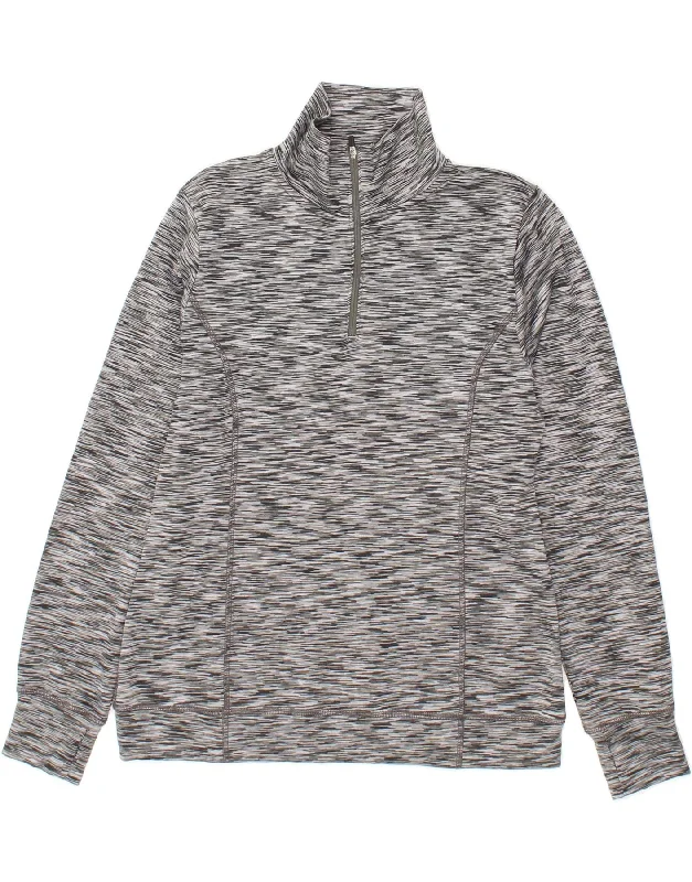J. CREW Womens Zip Neck Sweatshirt Jumper UK 12 Medium Grey Polyester Hoodie with Crew Neck Simple Timeless