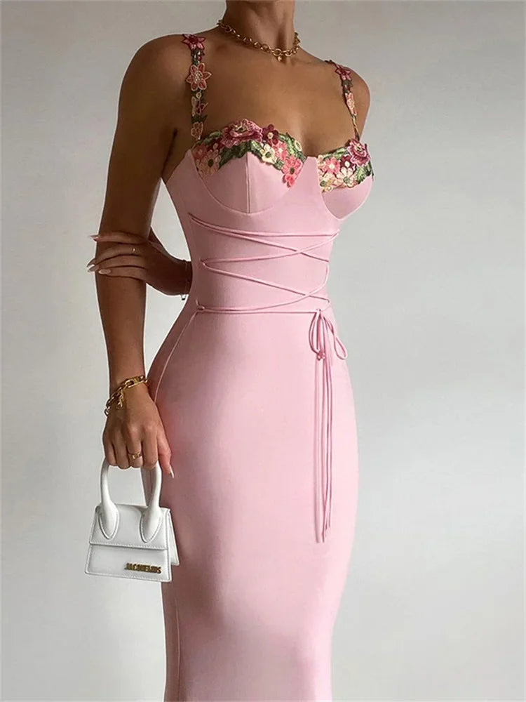 Wjczt Printed Bandage Fashion Long Dress Female Elegant Slim Sleeveless High Waist Spaghetti Dress Patchwork Party Dress Women Tunics Satin smooth