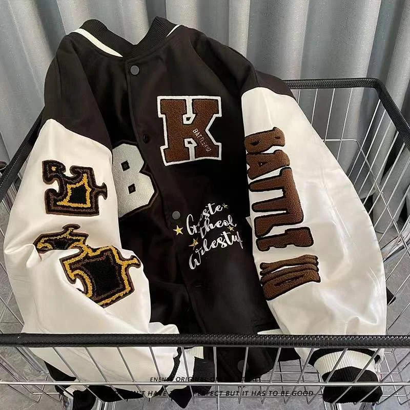 American Retro Couple Loose Jacket Belted Jacket Elasticated Jacket Padded Jacket