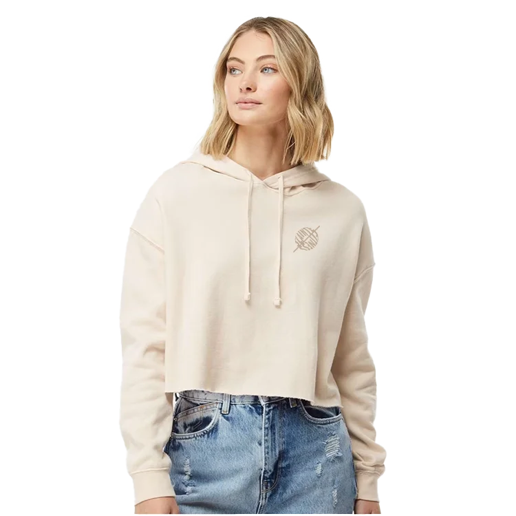 Women’s Lightweight Cropped Hooded Sweatshirt - Bone Graphic Hoodie Design Print