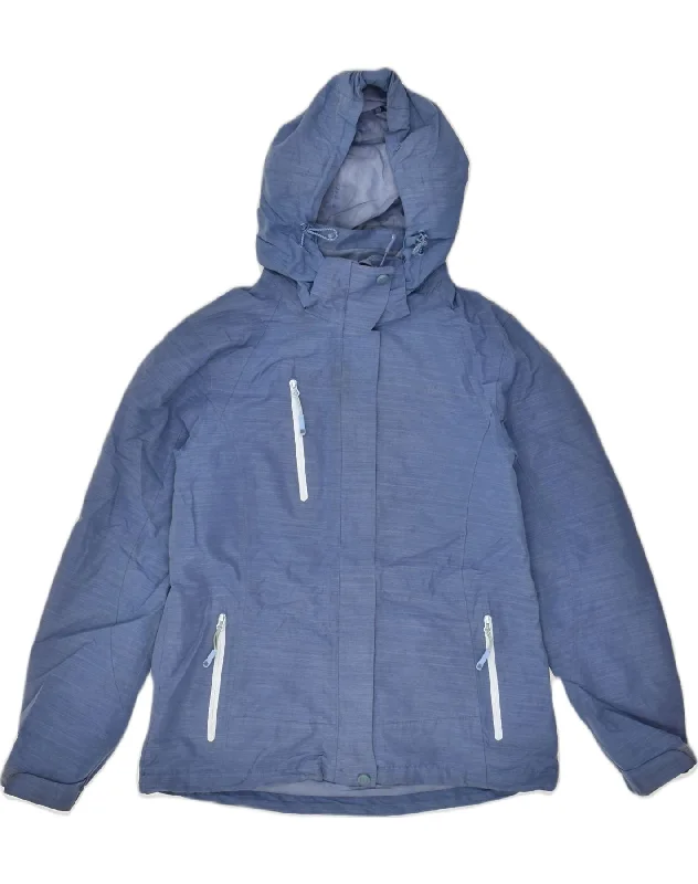 MOUNTAIN WAREHOUSE Womens Hooded Rain Jacket UK 8 Small Blue Polyester Jersey Jacket Tulle Jacket Batik Jacket