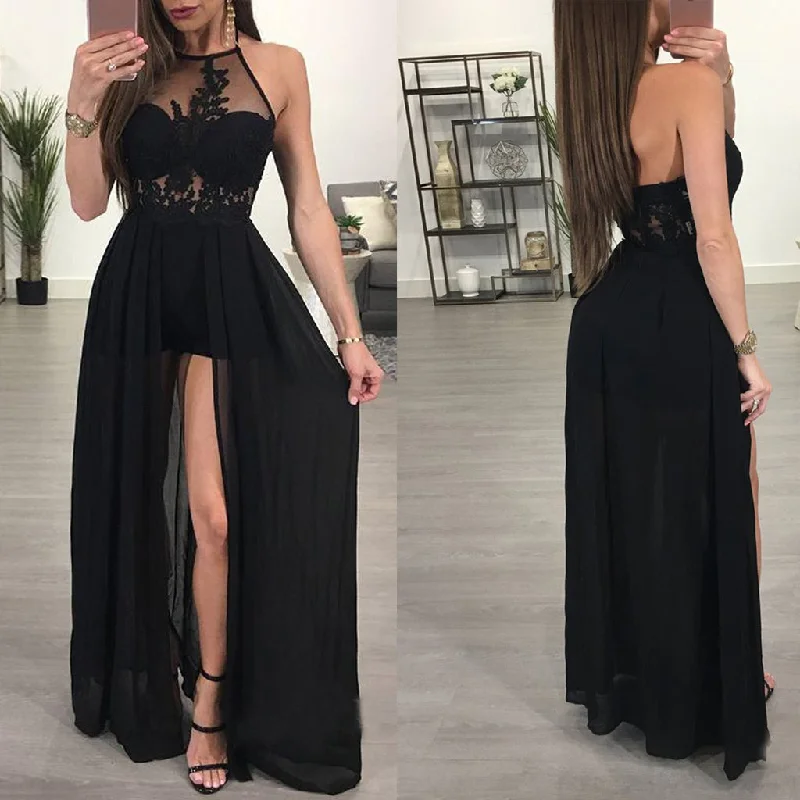 Long Prom Dress, Halter Prom Dress, Chiffon Prom Dress, A-Line Prom Dress, Sleeveless Prom Dress, Applique Prom Dress, Party Dresses, Evening Dresses, LB0697 Tunics Stylish modern