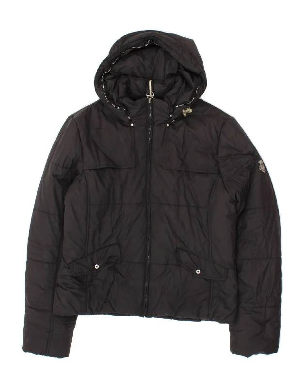 CHAMPION Womens Hooded Padded Jacket UK 18 XL Black Polyester Wool Fabric Cashmere Fabric Tweed Fabric CHAMPION Womens Hooded Padded Jacket UK 18 XL Black Polyester Wool Fabric Cashmere Fabric Tweed Fabric