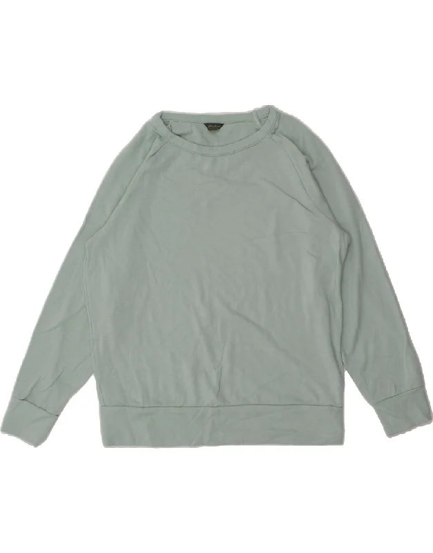 EDDIE BAUER Womens Sweatshirt Jumper UK 14 Medium Blue Polyester Hoodie with Drawcord Adjustable Secure