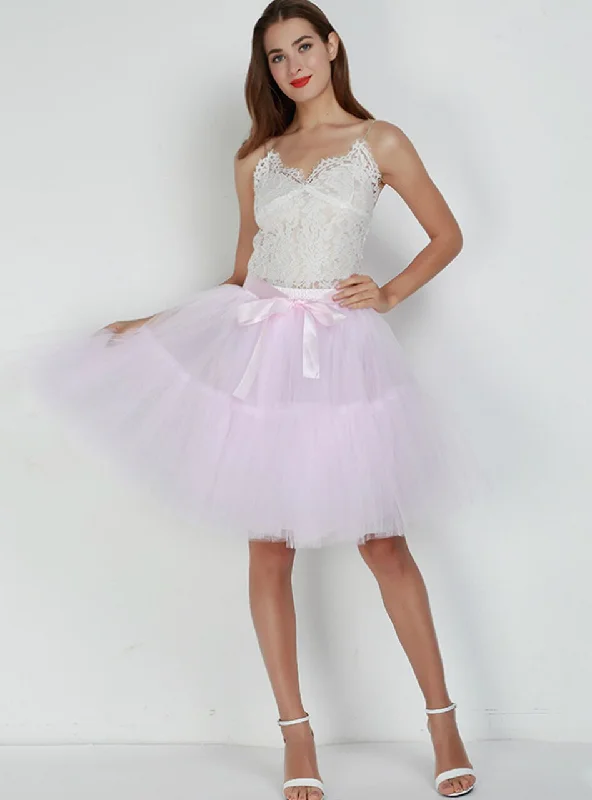 Women Pink Puff Tulle Tutu Skirt linen skirt breathable