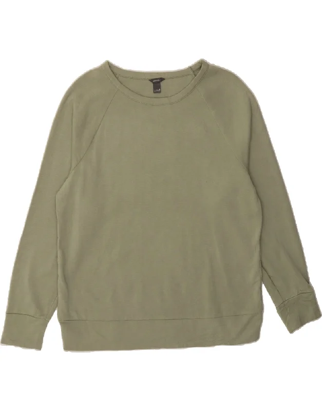 EDDIE BAUER Womens Sweatshirt Jumper UK 14 Medium Khaki Polyester Hoodie with High Neck Warm Protective