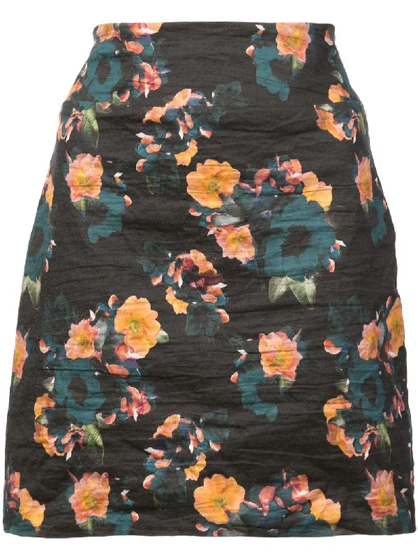 vintage floral mini skirt denim skirt fashionable