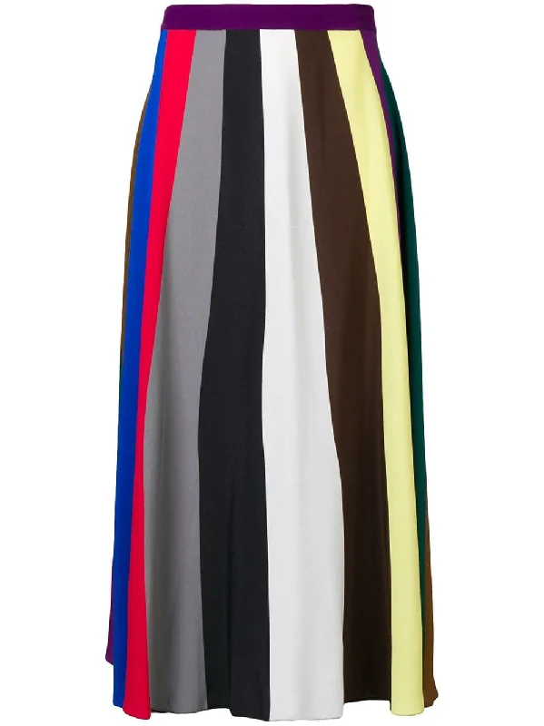 striped A-line midi skirt cashmere skirt fine