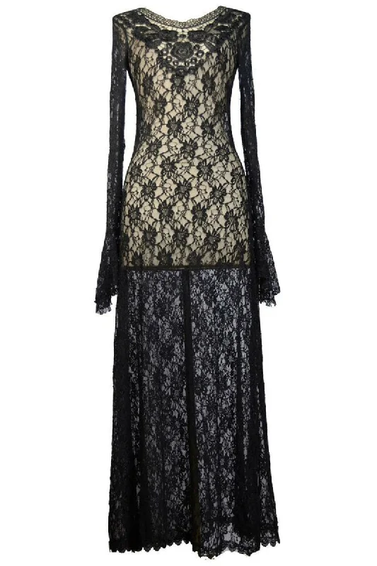 Pentagramme Long Gothic Lace Dress (M) Tunics Stylish elegant