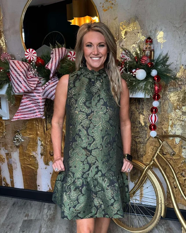 THML Sleeveless Textured Print Dress