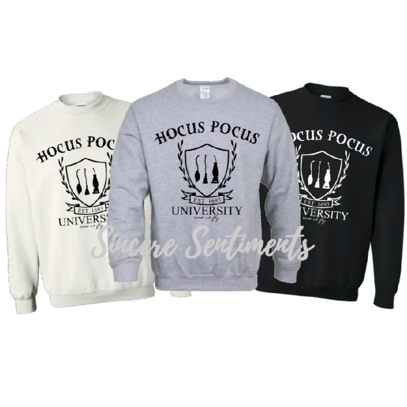 Hocus Pocus University Sweatshirt Hoodie with Cuffed Sleeves Snug Secure