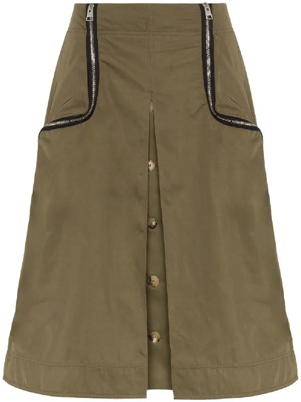 zip-detail twill taffeta skirt lace skirt intricate