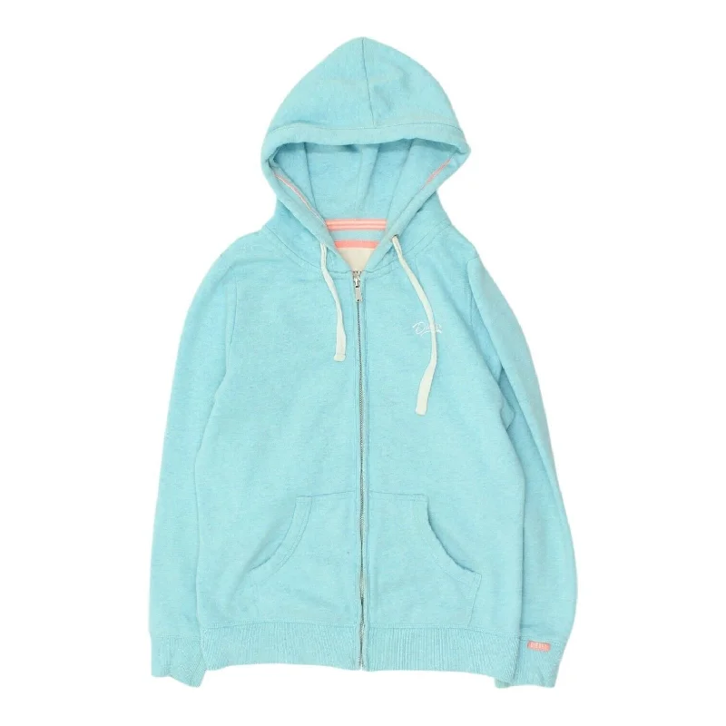 Diesel Womens Blue Full Zip Hoodie | Vintage Casual Streetwear Jumper Hoody Hoodie with Frayed Bohemian Relaxed