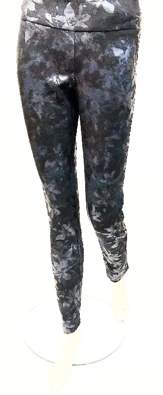Women's Up! | Floral Flash Luxury Collection Pants Slim Leg | Navy Trendy Tapered Pants