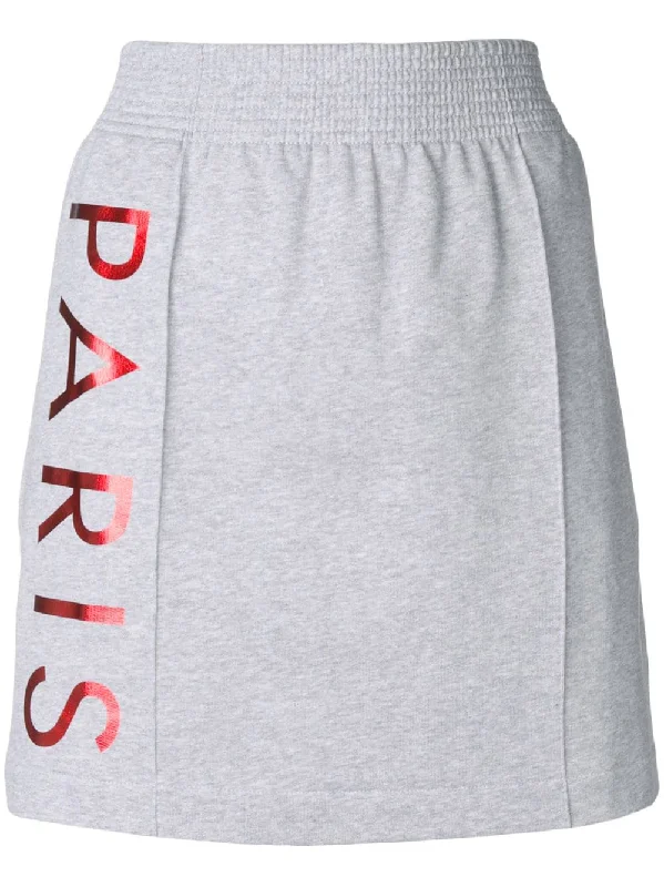 logo print A-line skirt linen skirt natural