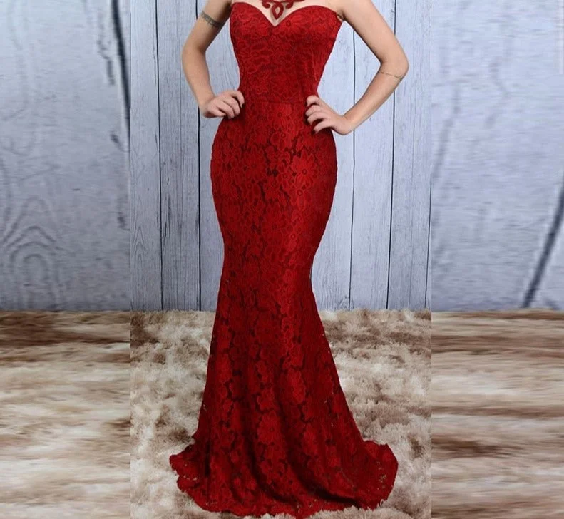 Wjczt Sexy Strapless Long Black Maxi Dress Bare Shoulder Red Women's Evening autumn Night Gown Party Dresses Turtleneck Warm Winter