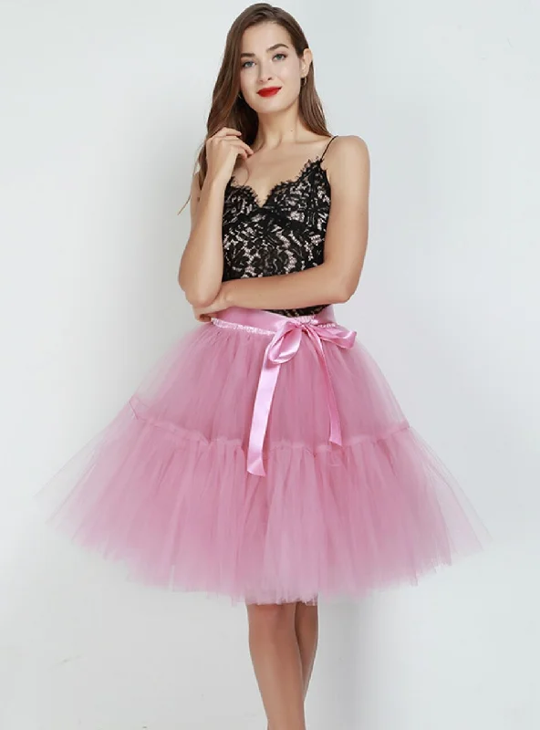 Rubber Red Puff Tulle Tutu Skirt chiffon skirt airy
