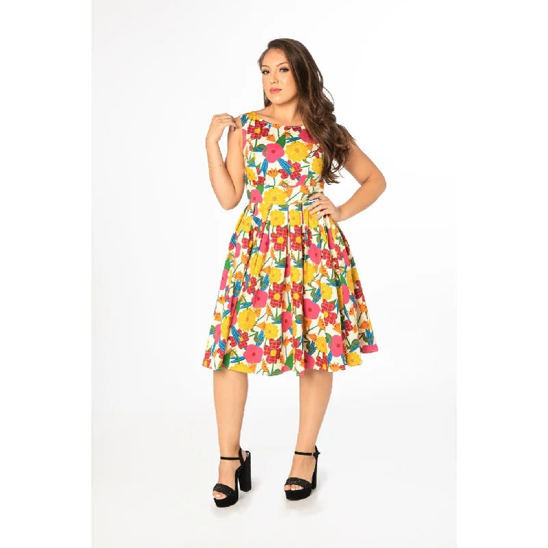 Miss Lulo Lily Swing Dress in 60s Floral Print Tunics Top rated