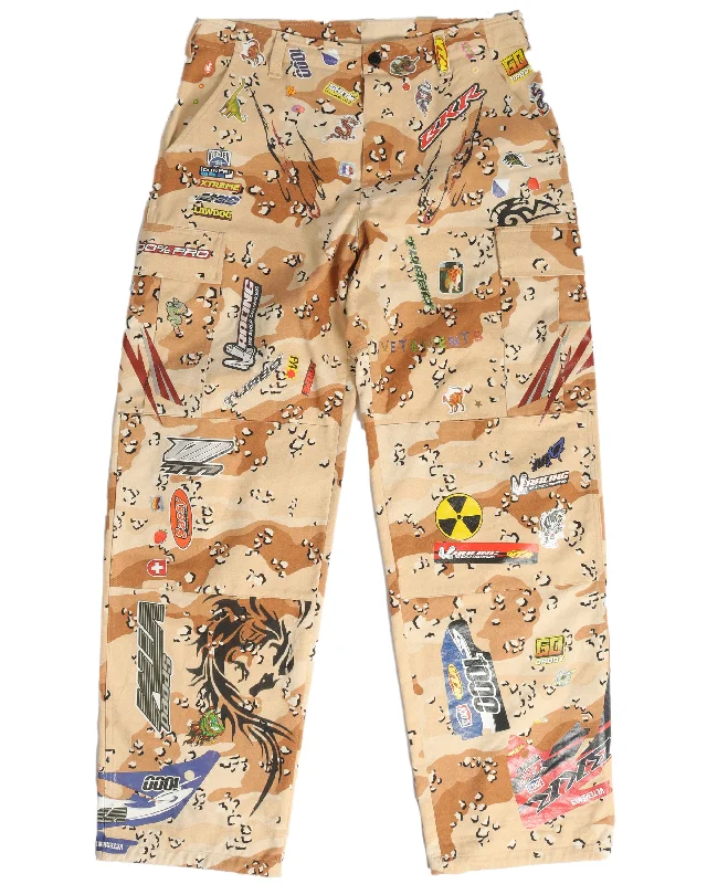 AW19 Camouflage Sticker Cargo Pants Elegant High-Waist Pants