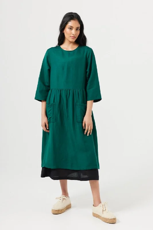 Poppy Dress in Emerald and Black