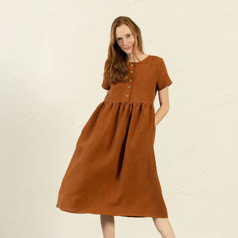 Smock Dress Maria Almond Brown Tunics Travel practical