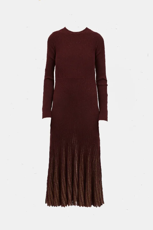 Mila Flared Sunburst L/S Dress AMRTH(Garnet) Halter Neckline Beach