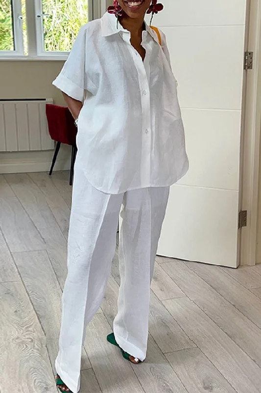 Solid Color Commuting Irregular Pant Suit Elegant High-Waist Pants
