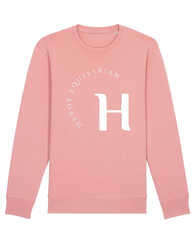 Hardy Equestrian Women's Iconic Crew Neck Sweatshirt Pink Hoodie with Mock Neck Collared Structured